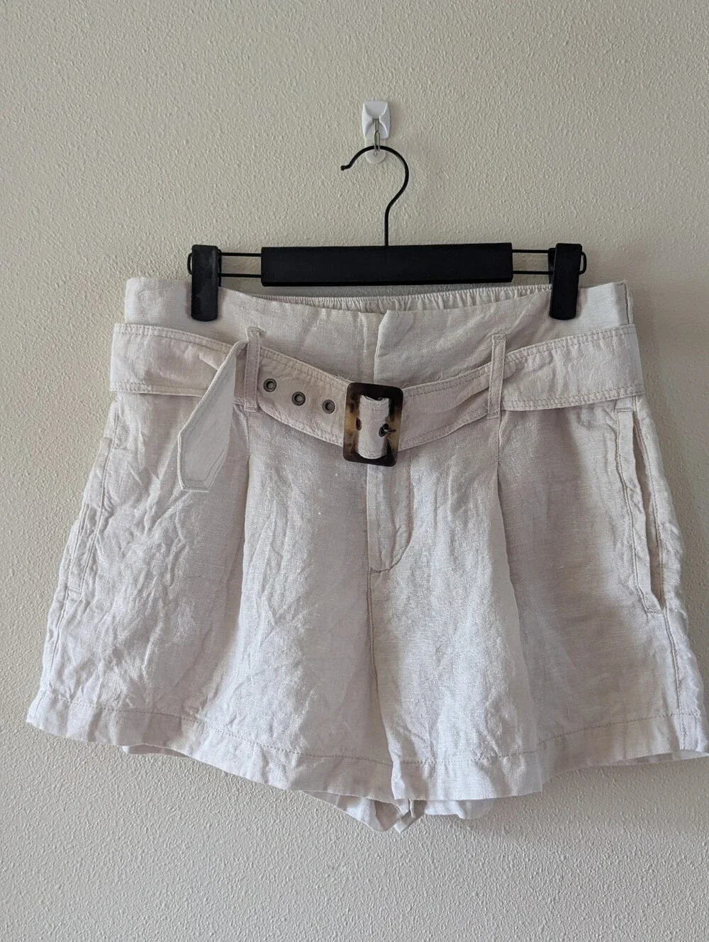 100% Linen Belted Shorts - Picture 1 of 7